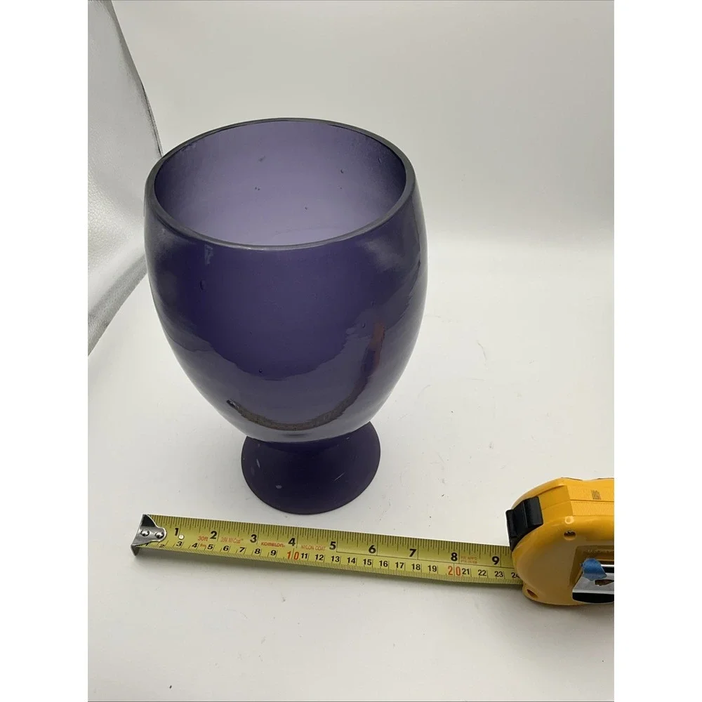 Vintage Purple Art Glass Pedestal Vase Goblet Planter Footed 6.5